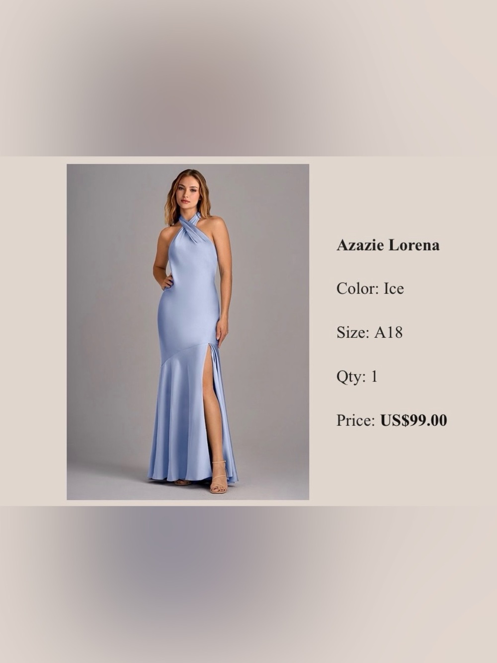 Azazie Lorena Ice blue High neck formal dress